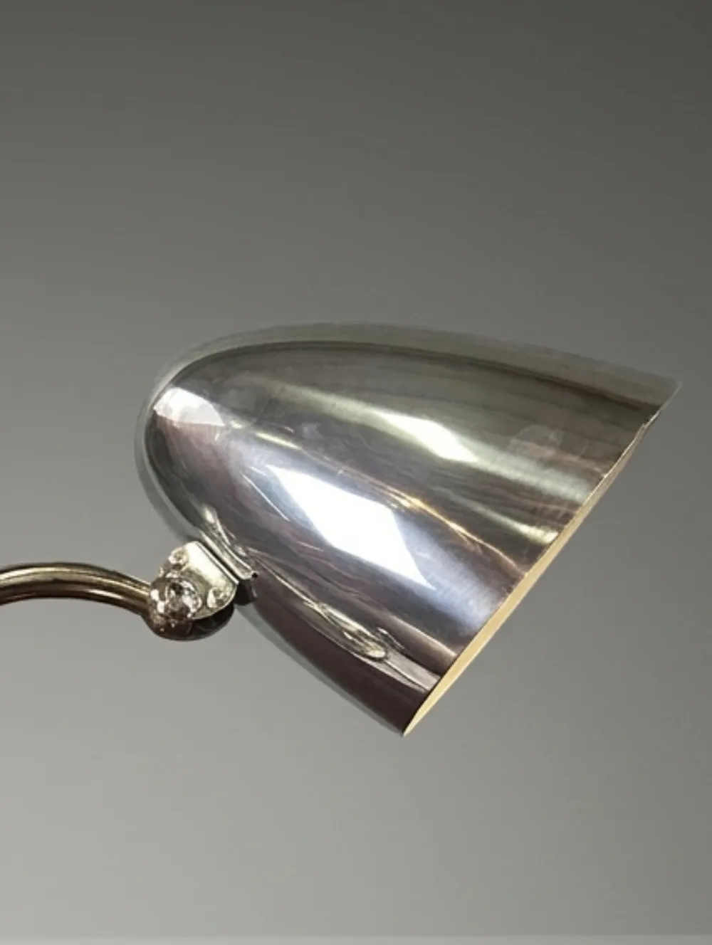 Art Deco Table Lamp Nickel Plated Metal Franta Anýž 1930s photo vinterior