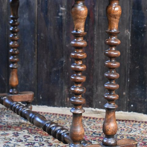 Antique Mahogany Country House Chess Checkers Bobbin Turned Leg Side Sofa Table photo Furniture