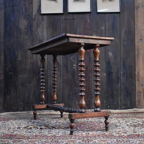 Antique Mahogany Country House Chess Checkers Bobbin Turned Leg Side Sofa Table photo vinterior