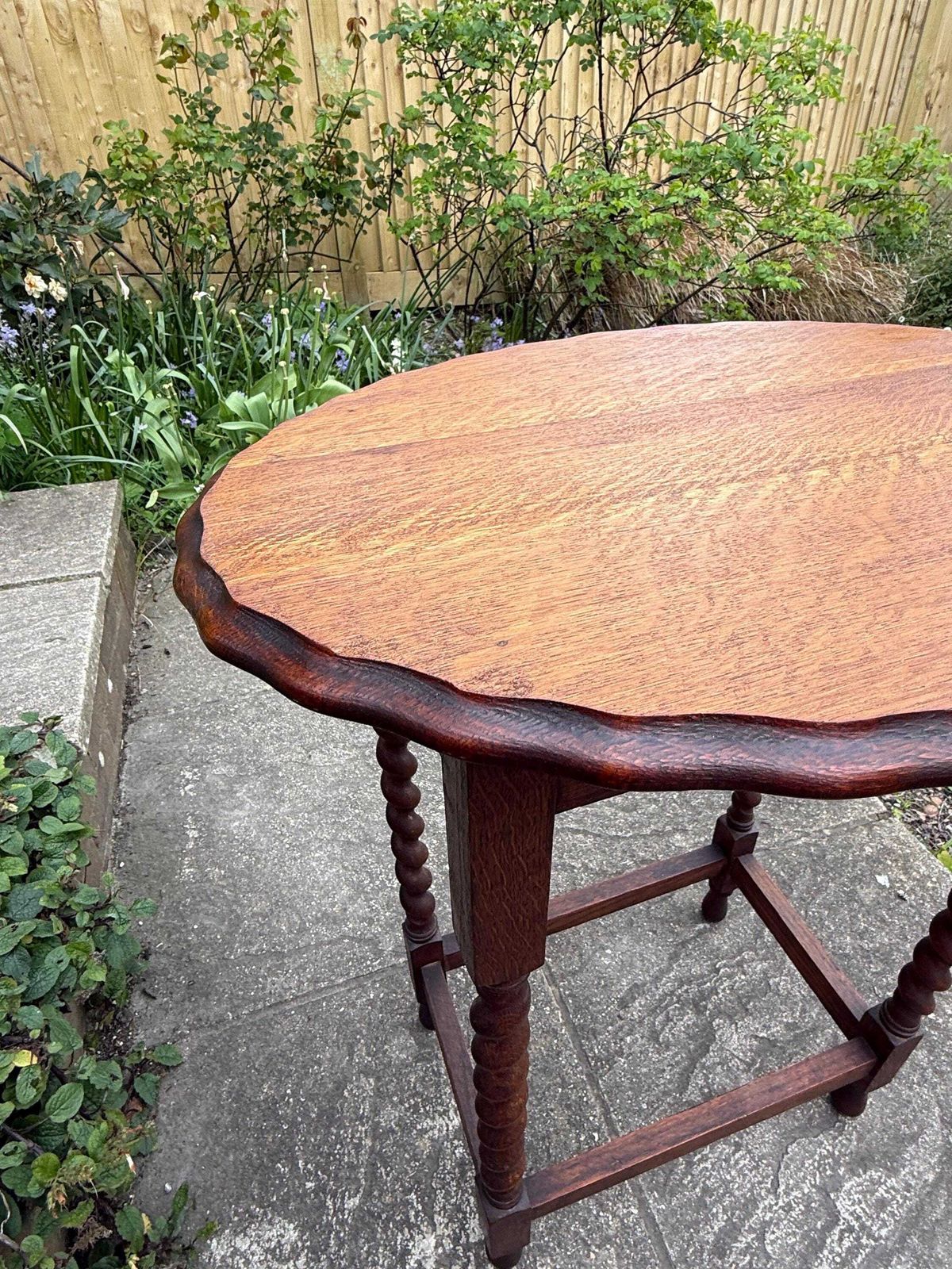 Vintage Oak Barley Twist Side Table, Bobbin Leg Occasional Table photo buy