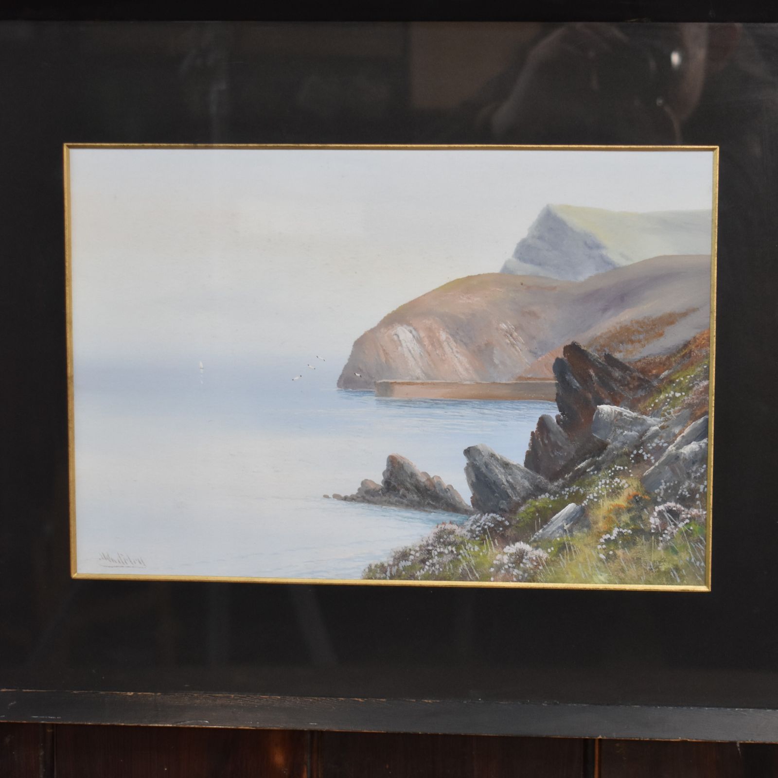 Antique Reginald Daniel Sherrin J Whiteley Seacape Watercolour Painting photo vintage