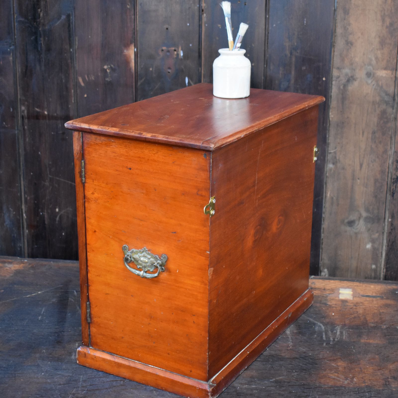 photo buy Antique Victorian Mahogany Campaign Carry Handle Bathroom Kitchen Wall Cabinet