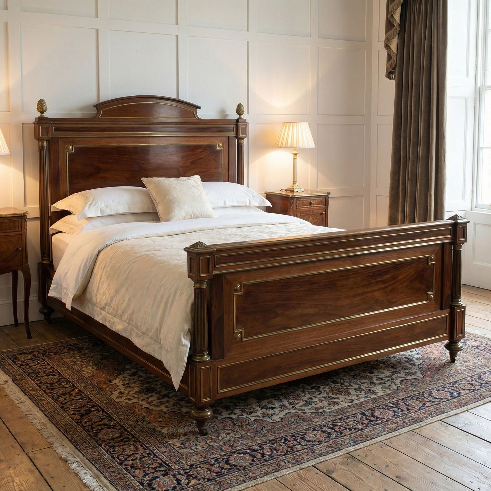 Late 19th Century Mahogany And Brass Mounted Bedframe