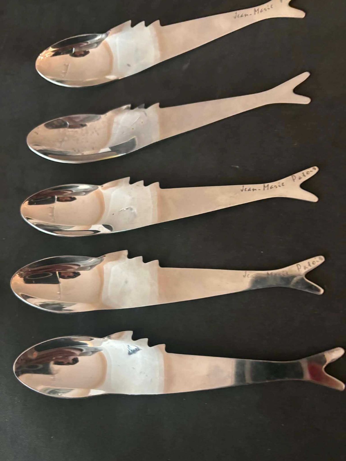 Jean Marie Patois Esotismo Spare Flatware Set: 5 Small Spoons Nautical Fish Design, Star Trek Prop photo Home Decor