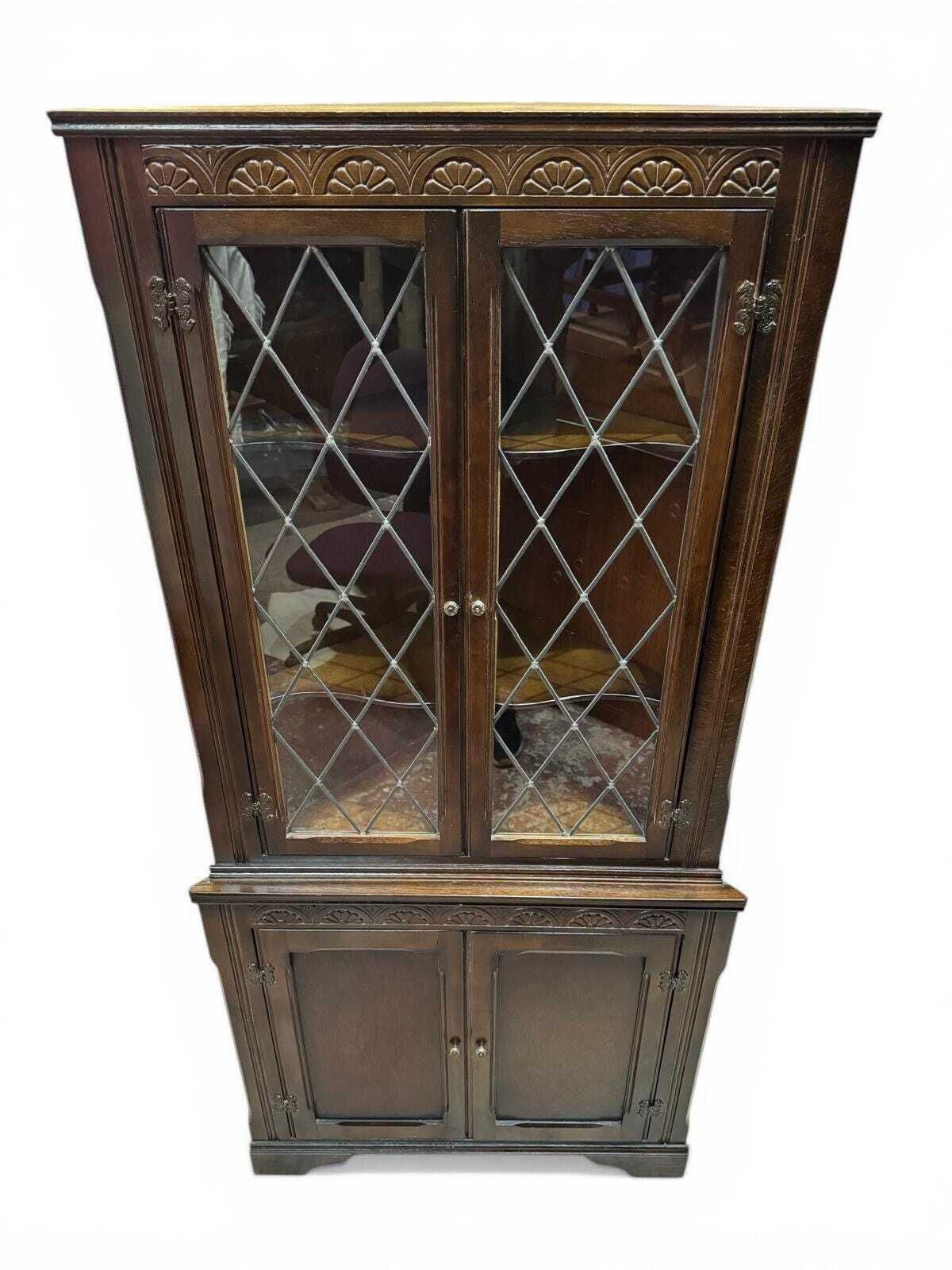 Vintage Priory Oak Corner Cabinet / C.1960 / Solid Wood photo vinterior