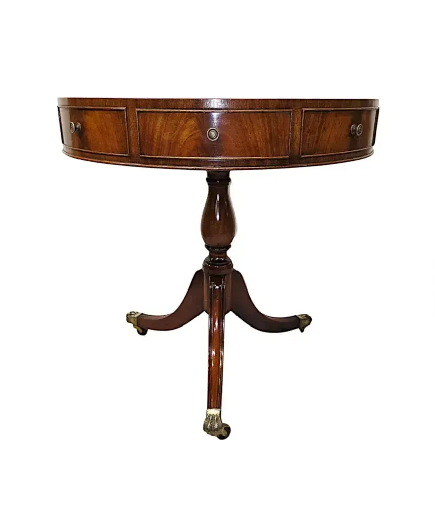 A Stunning Early 20th Century Leather Top Revolving Drum Table photo Furniture