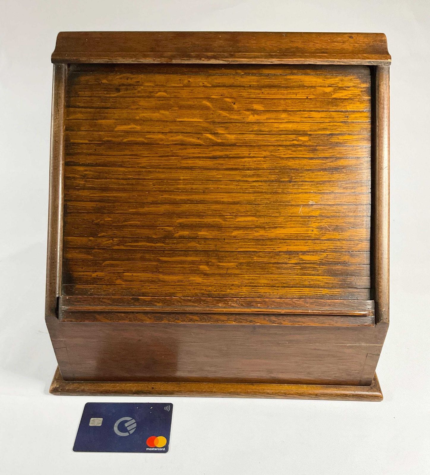 Antique Edwardian Golden Oak Tambour Stationery Cabinet – C. 1900 photo Furniture
