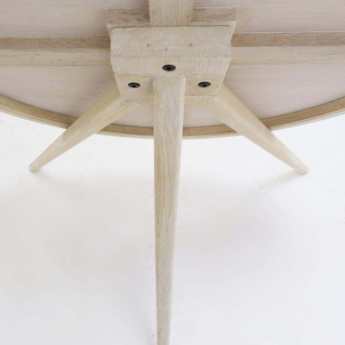 Round Tripod Floor Mirror In Whitewashed Wood: ø 85cm H: 114cm photo for sale