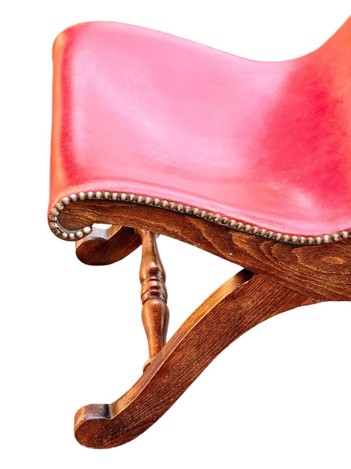 Pierre Lottier For Valmazan, Original, Spanish Red Leather  Slipper Chair, C1950 photo furniture