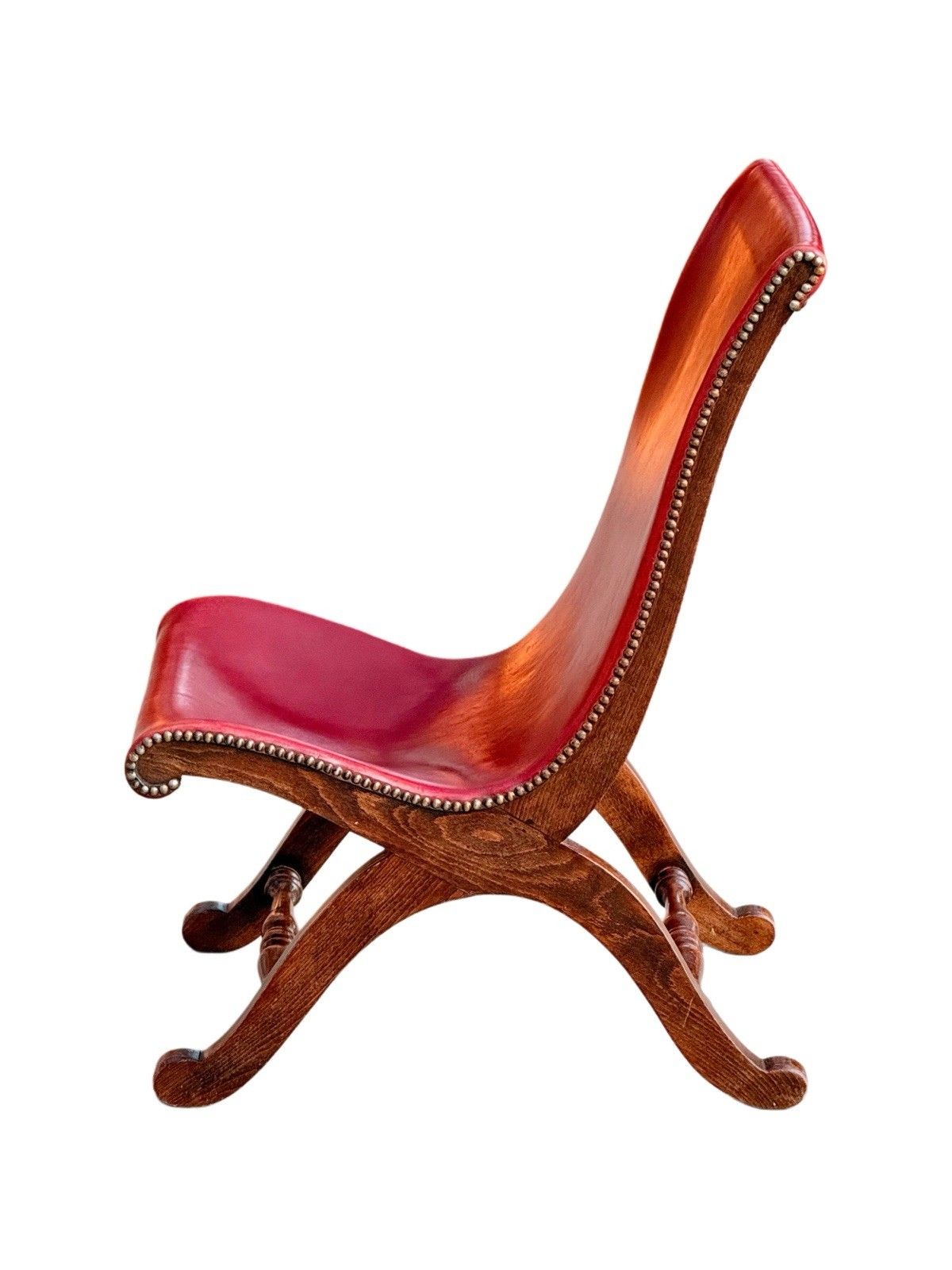 Pierre Lottier For Valmazan, Original, Spanish Red Leather  Slipper Chair, C1950 photo 850.0