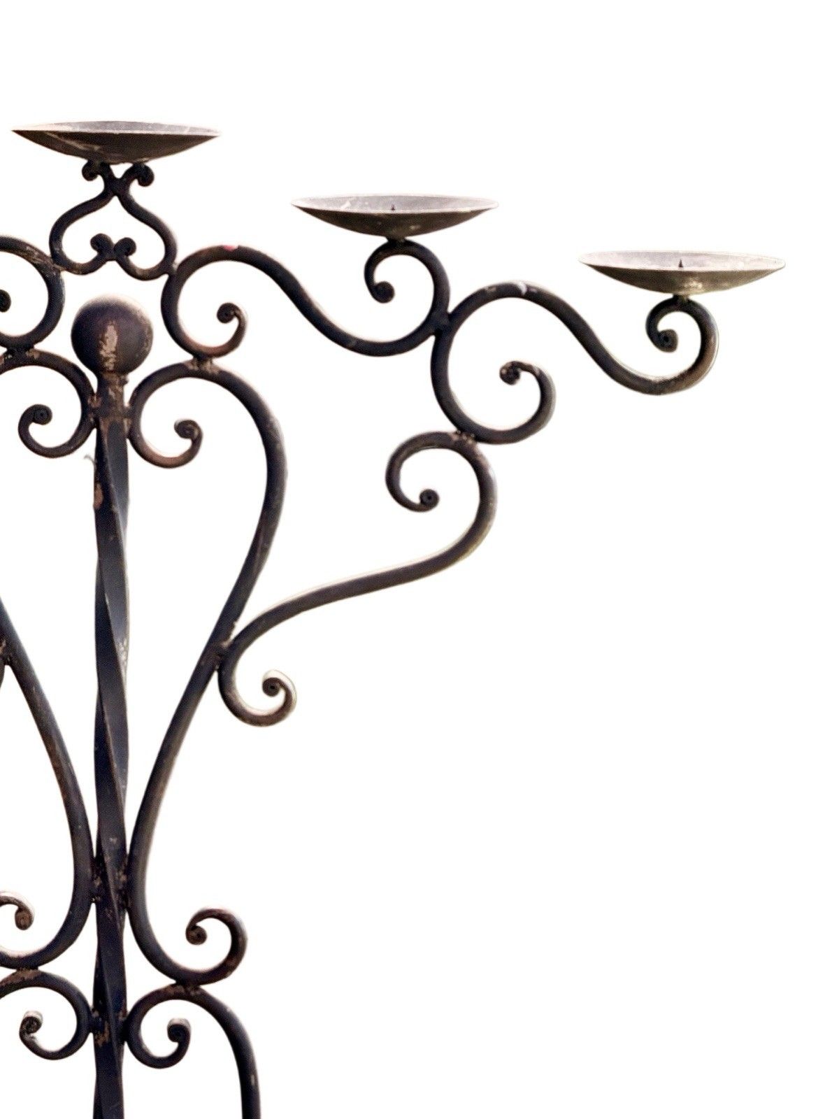 19th Century English Wrought Iron 5 Arm Pricket Candle Tree Candelabra H135cm photo vintage