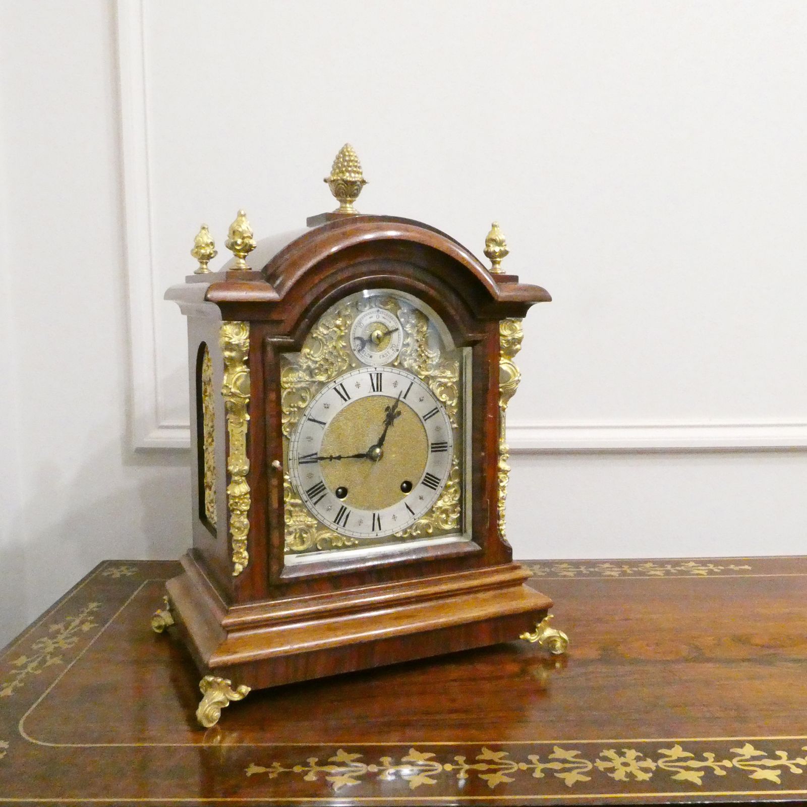 German 19th Century Walnut Ting Tang Striking Bracket Clock By Schneckenburger