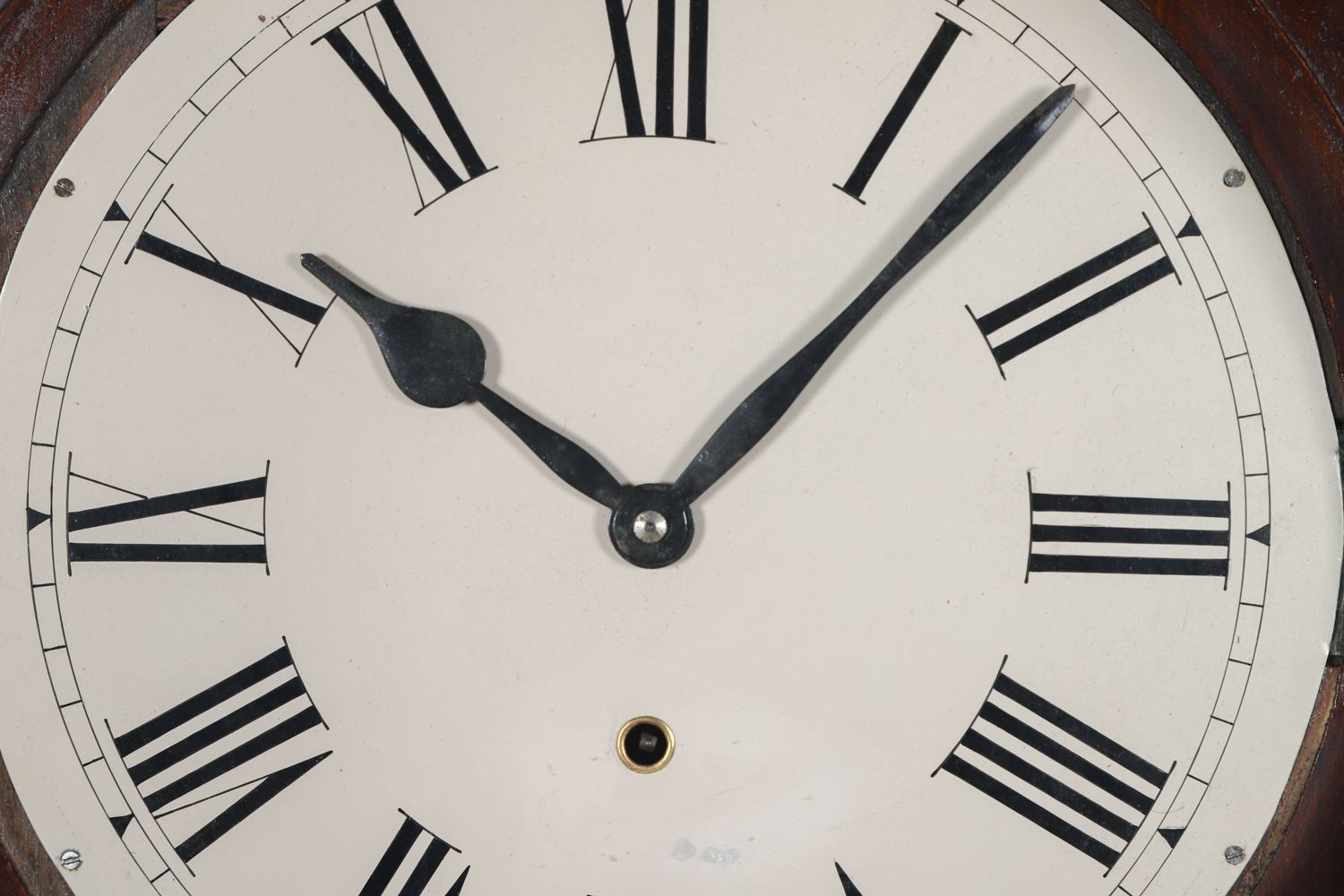 Antique 16" Mahogany Kitchen / Railway Station / School / Kitchen Round Dial Wall Clock (Timepiece) photo vinterior