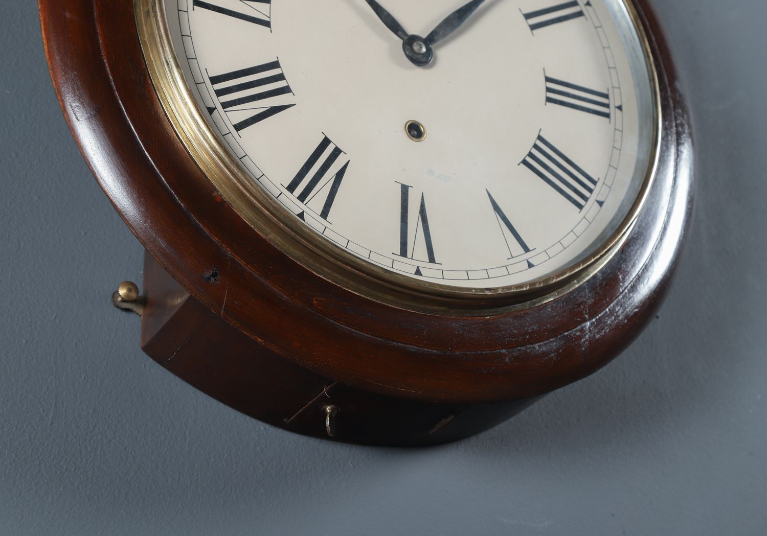 Antique 16" Mahogany Kitchen / Railway Station / School / Kitchen Round Dial Wall Clock (Timepiece) photo vintage