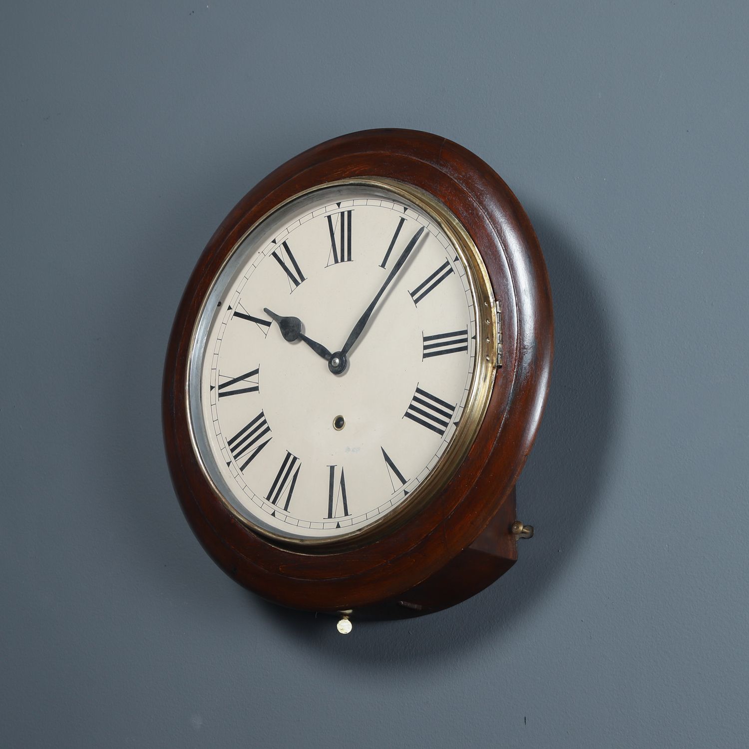 photo for sale Antique 16" Mahogany Kitchen / Railway Station / School / Kitchen Round Dial Wall Clock (Timepiece)