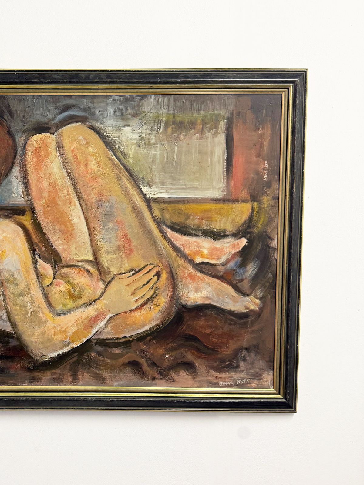 Large Mid Century Reclining Female Nude Oil Painting By Gwyn Rees photo vinterior