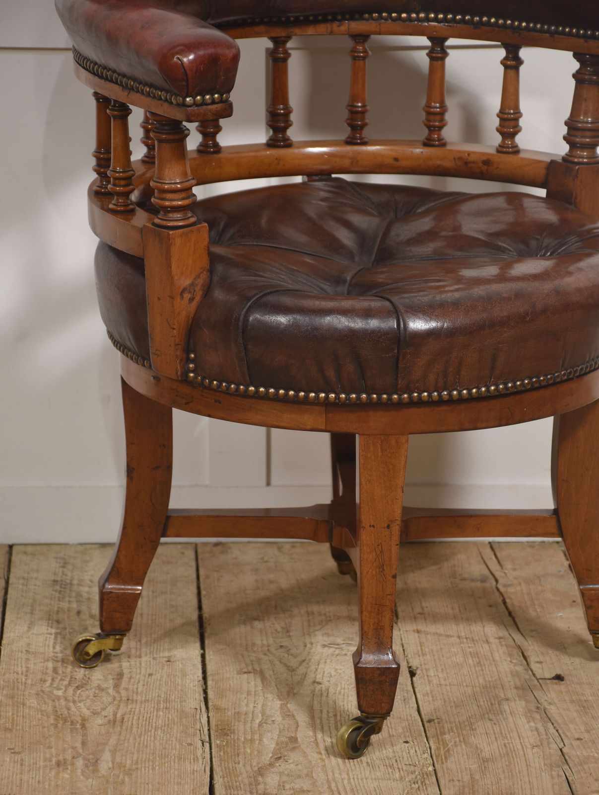 Furniture Late 19th Century Walnut Framed Revolving Desk Chair photo
