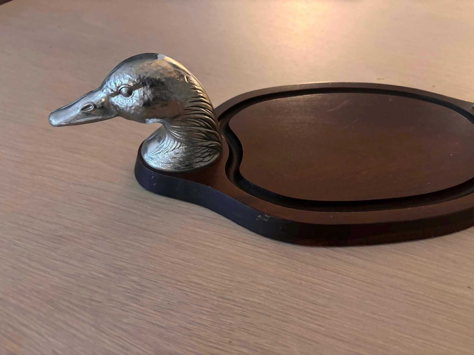 Vintage Duck Cutting Board: French Wood & Pewter Cheese Charcuterie Board photo buy