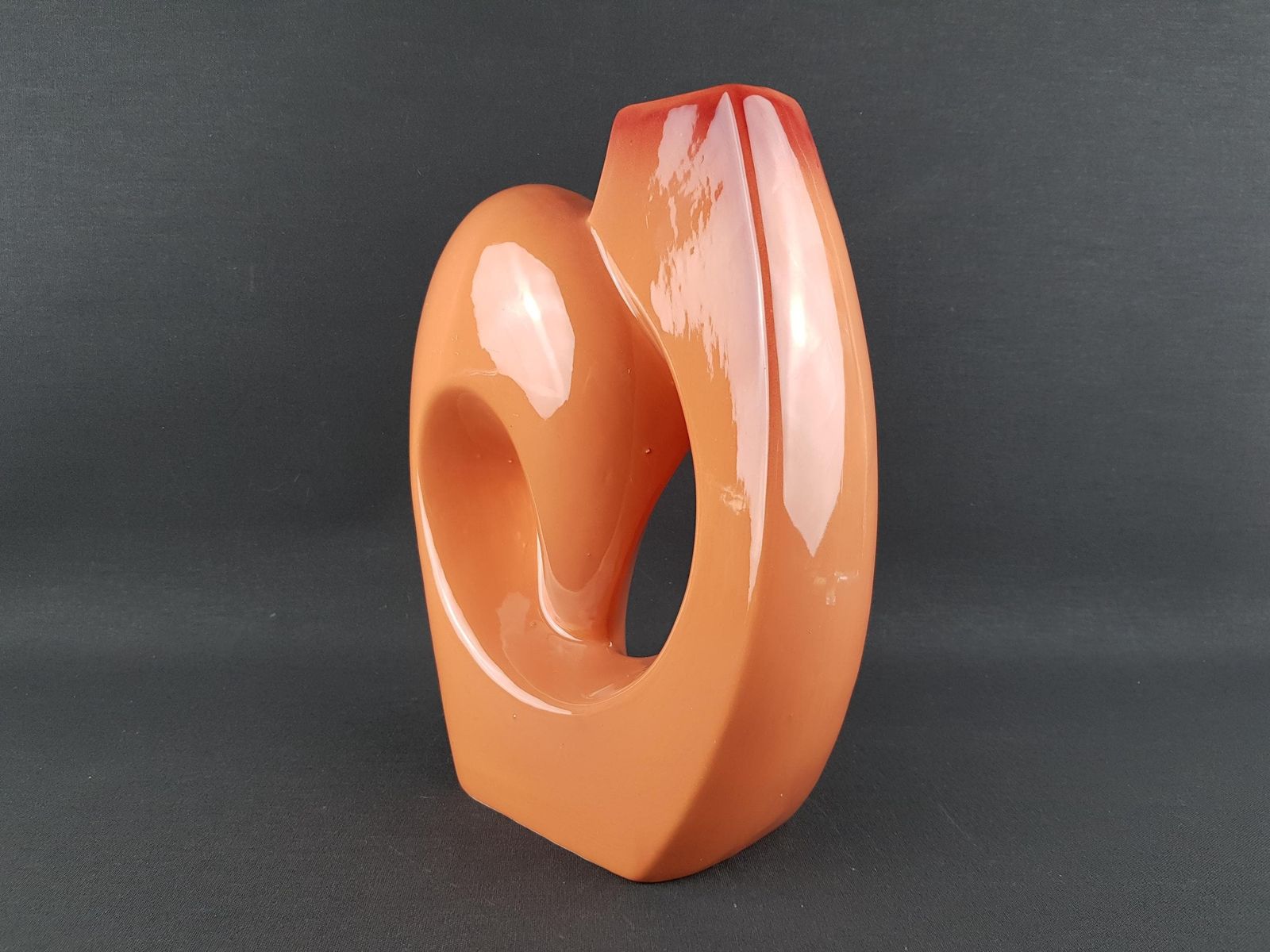Vintage Roberto Rigon Salmon Art Vase 10/A Italian Pottery 1960 70s photo Home Decor