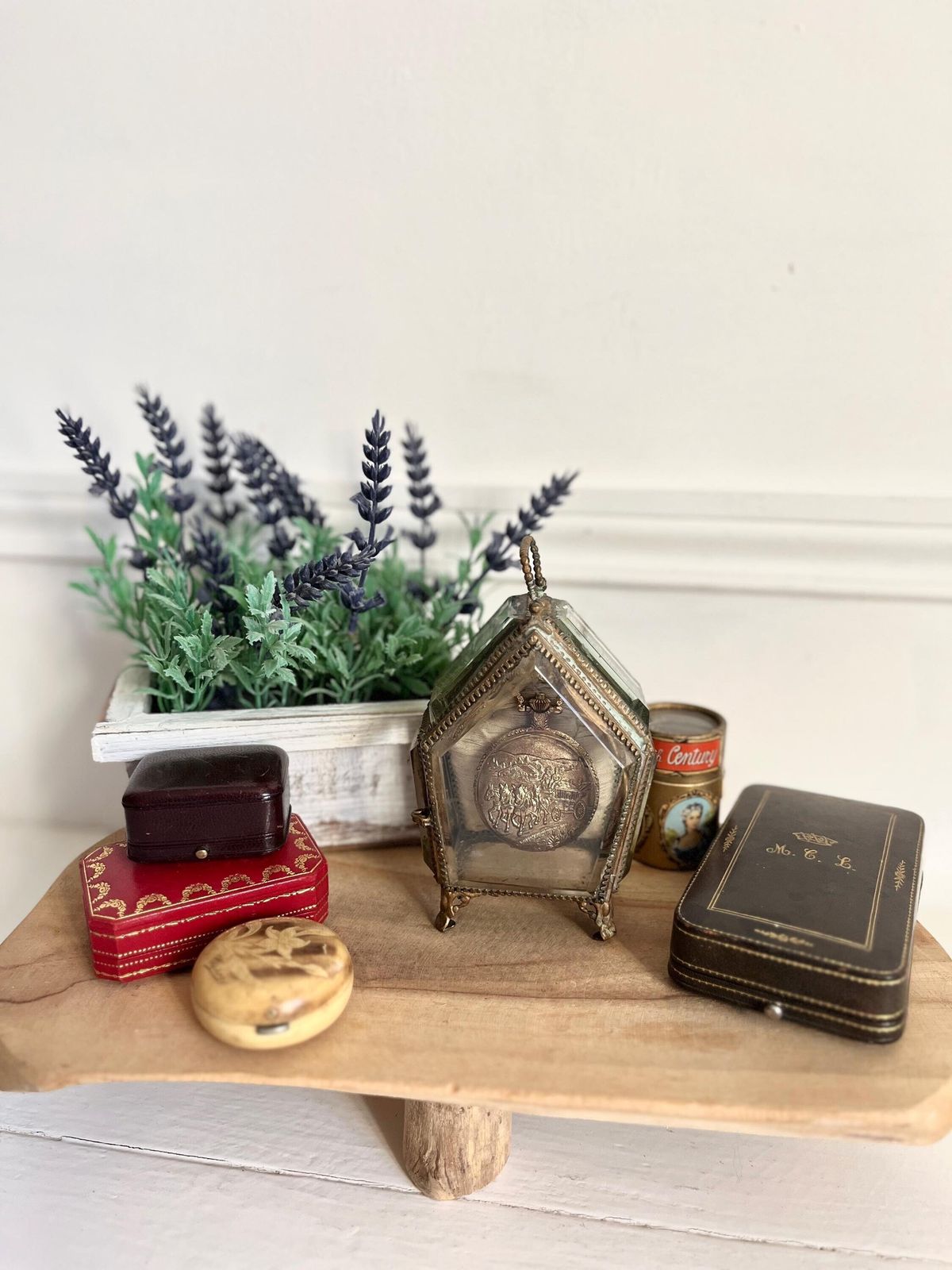 Antique French Beveled Glass Watch Box: Ormolu Jewelry Display