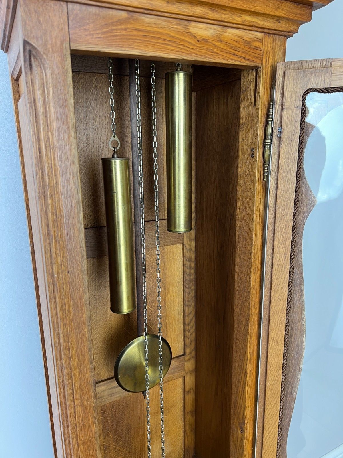 799.0 Grandfather Clock Vintage French Louis Style Oak Decorative Clock Lot 4984 photo
