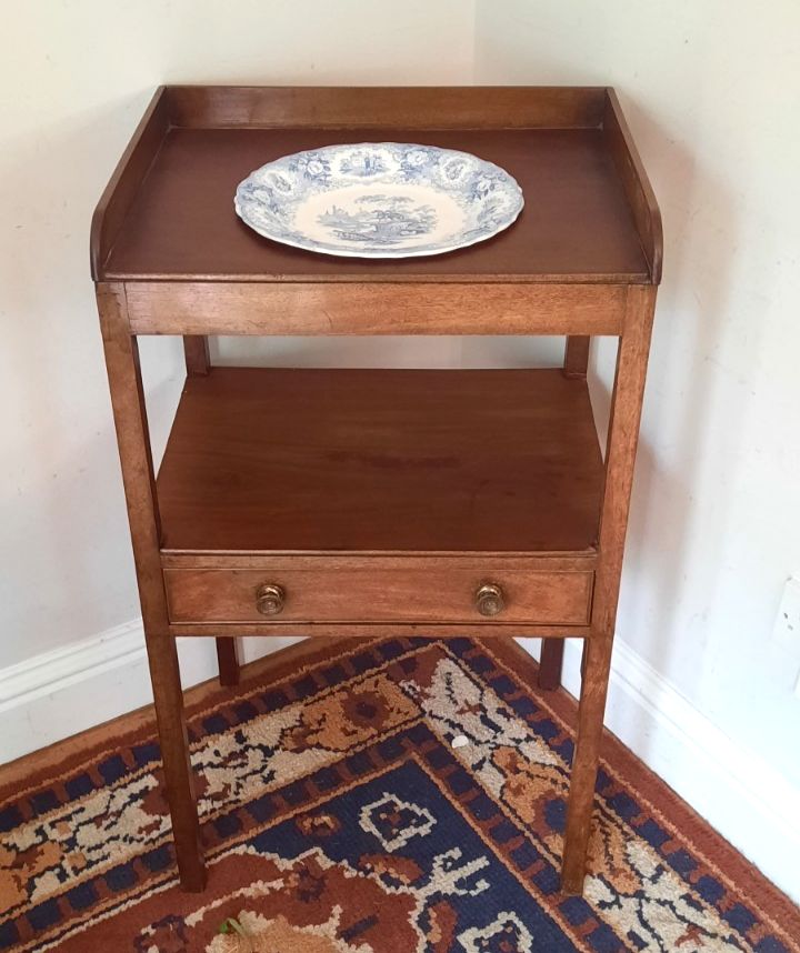 Vintage Antique Georgian Two Tier Mahogany Washstand With Lower Drawer. photo for sale