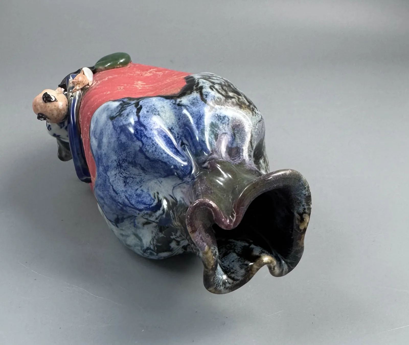 photo buy Japanese Sumida Gawa Baluster Vase With Applied Karako Figure, Signed Kōko — Meiji / Early Taishō Period
