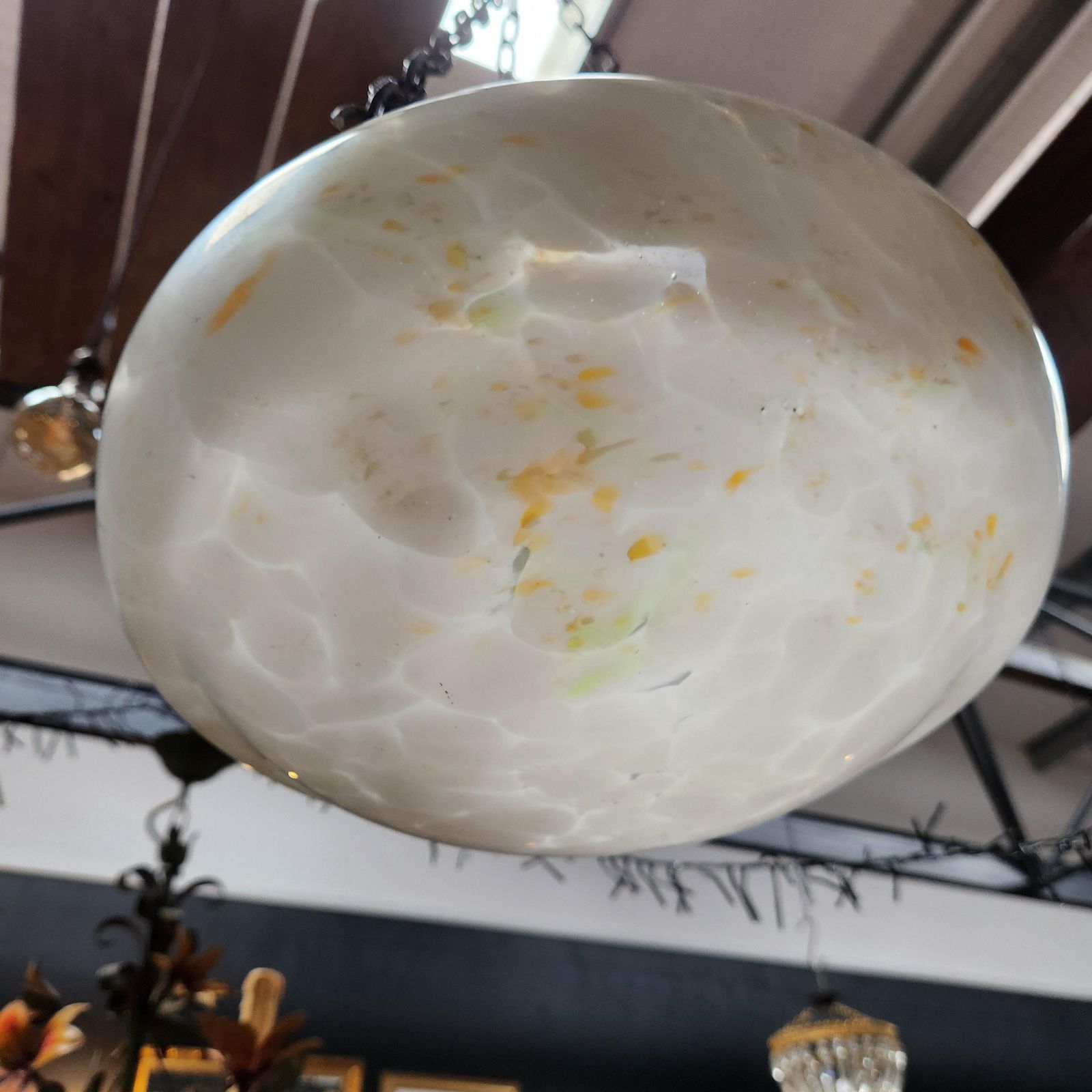 Art Deco Plafonnier (Fly Catcher) Glass Ceiling Light Shade With Chains photo furniture
