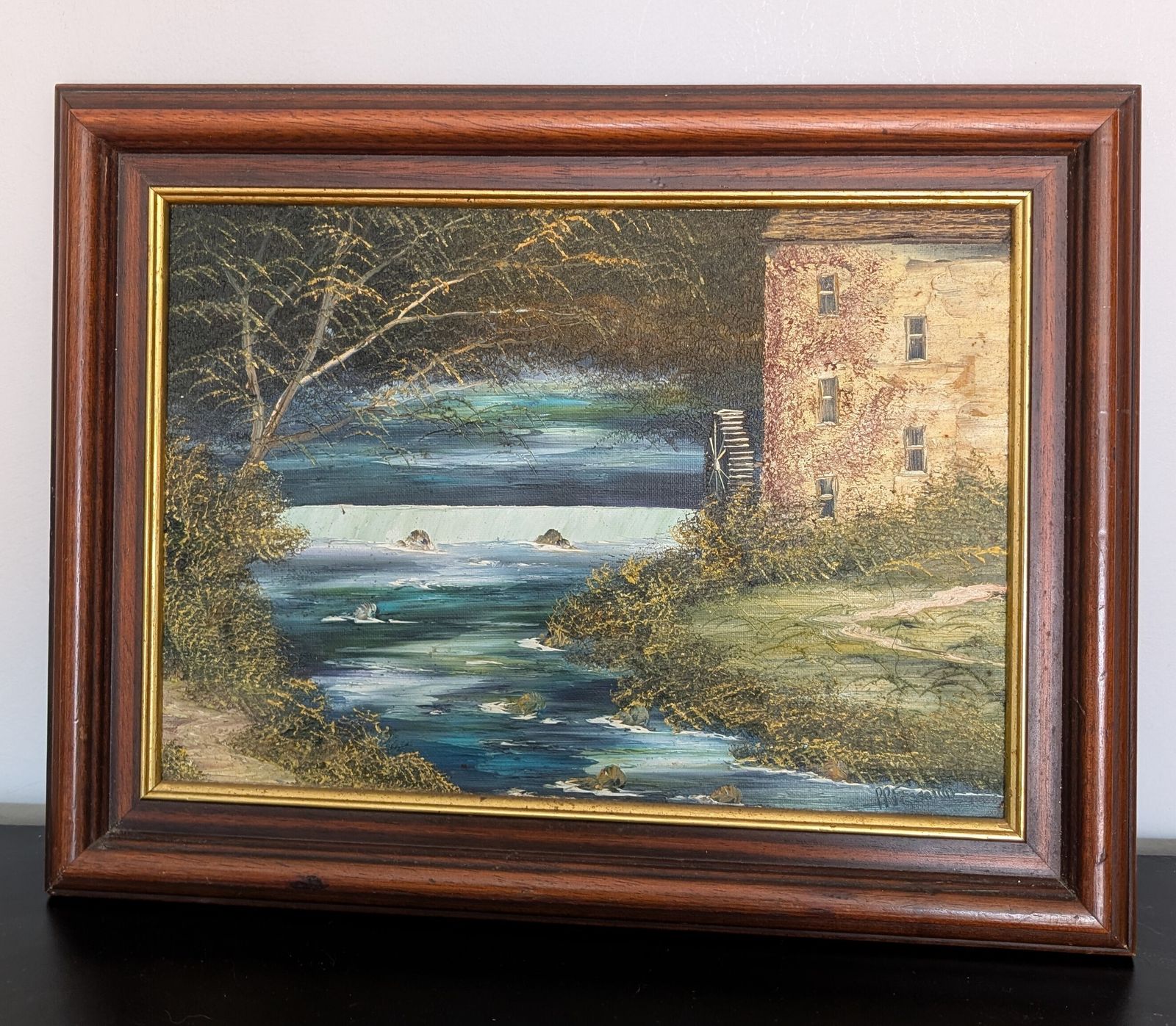 P R Freeman Rigg Mill Whitby Vintage Framed Oil Painting 1991 photo furniture