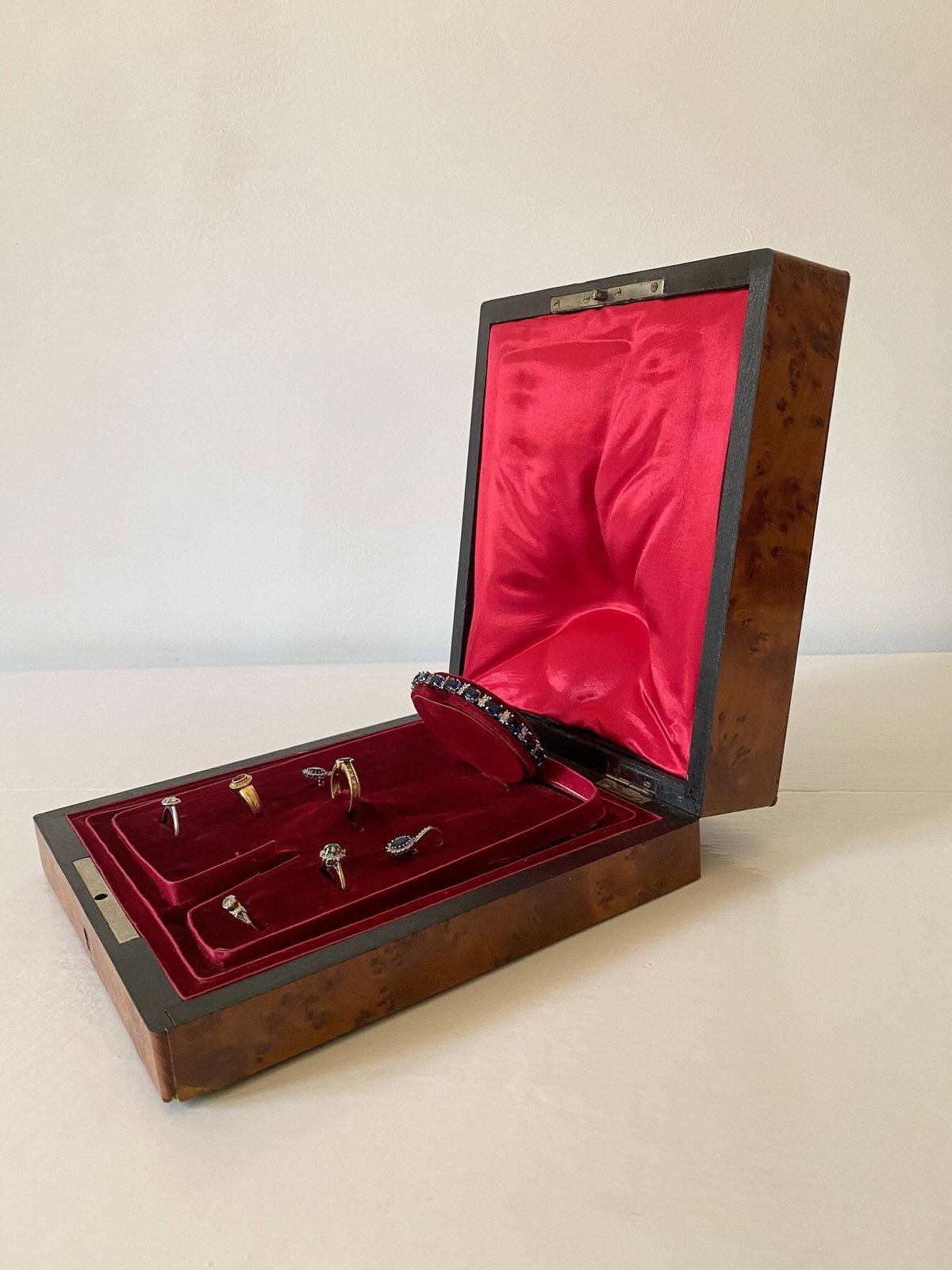 Antiek marqueterie sieradendoosje, Napoléon III, houten doosje