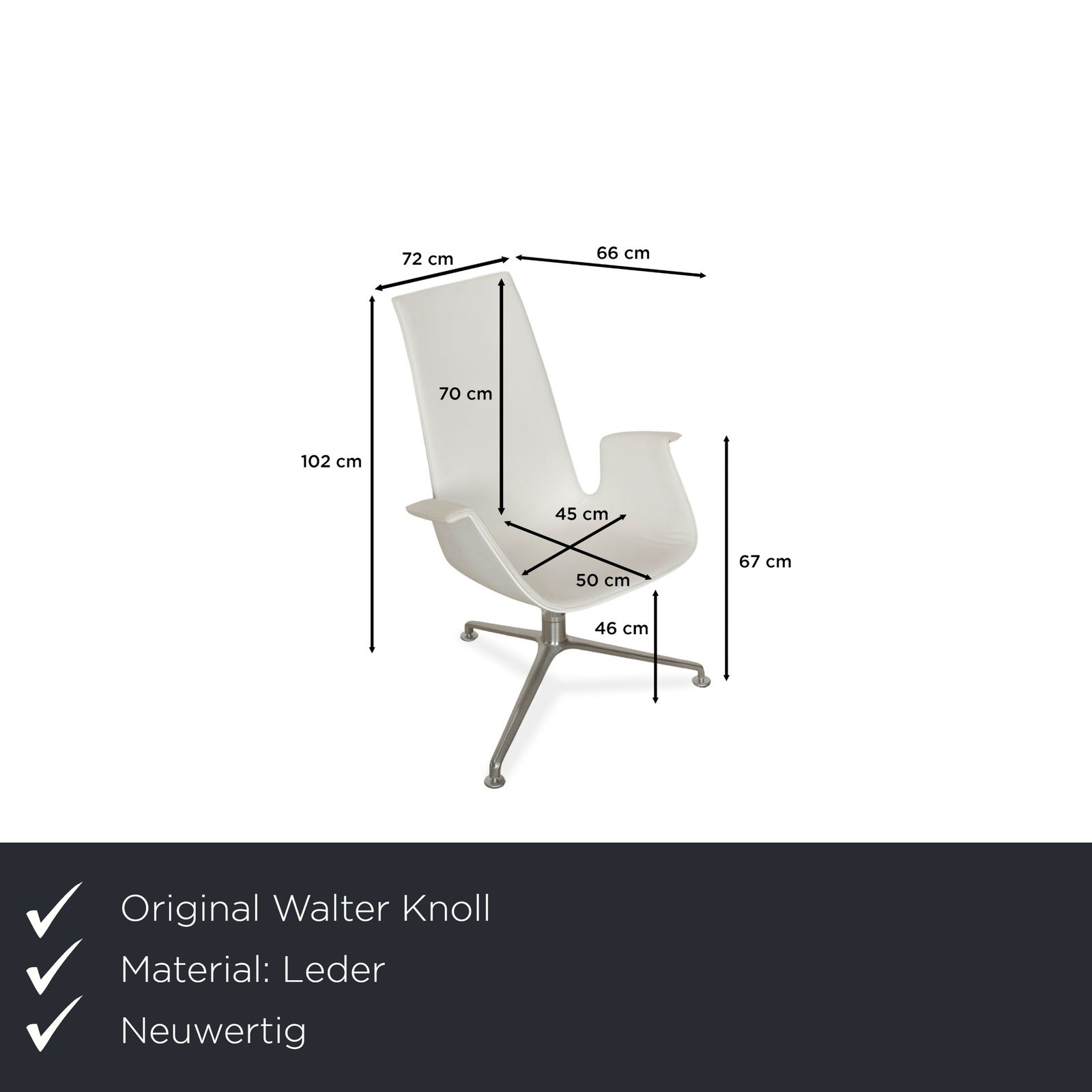 Walter Knoll FK fauteuil – wit leer, witte schaal, draaifunctie photo furniture