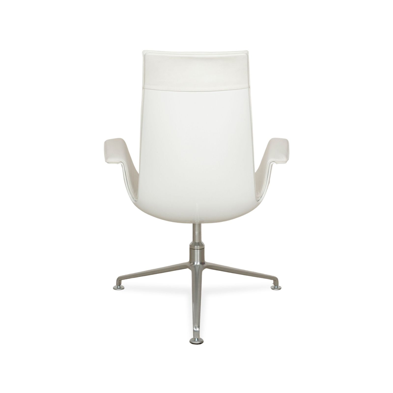 Walter Knoll FK fauteuil – wit leer, witte schaal, draaifunctie photo vintage