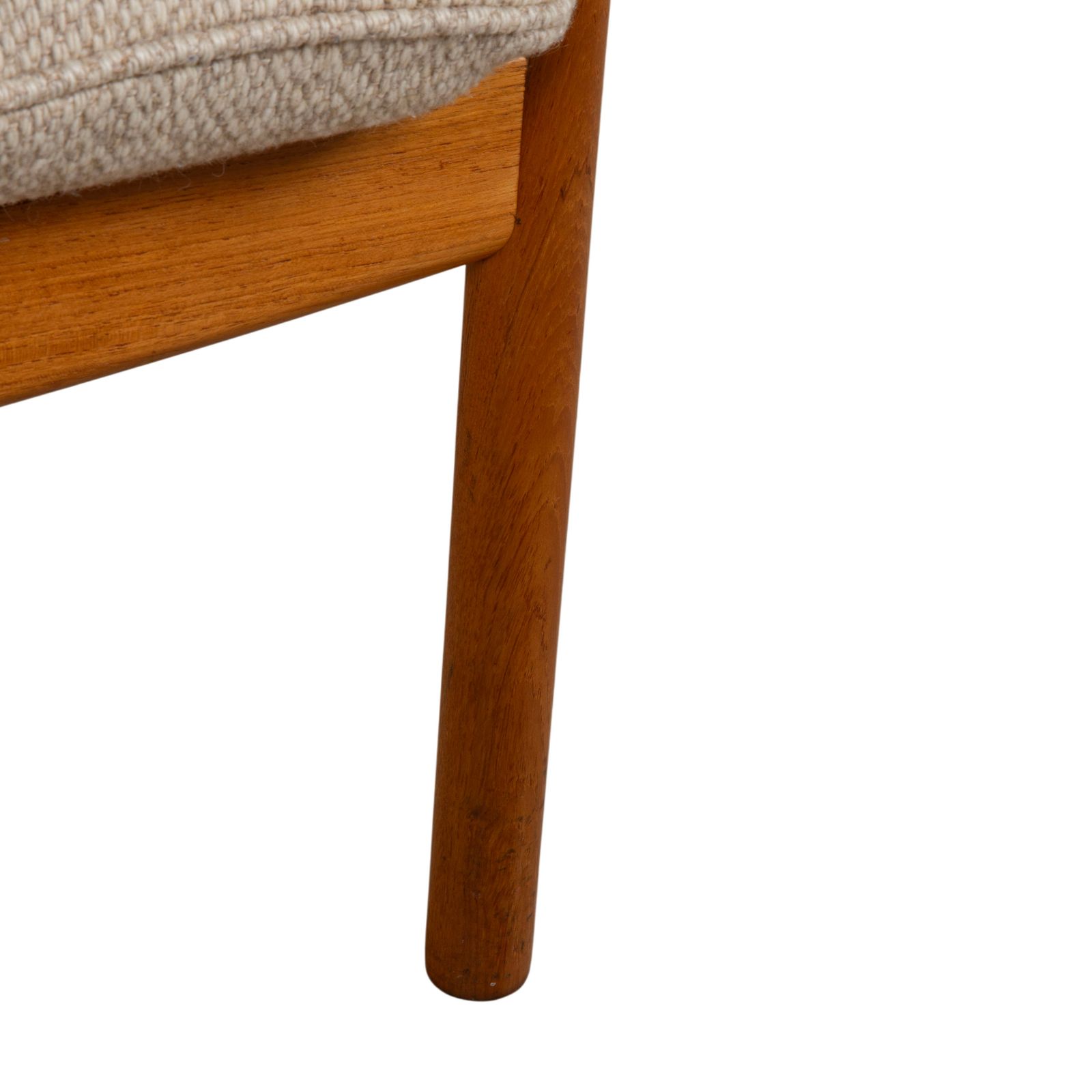 1975 CFC Silkeborg Genius Teakhouten Fauteuil door Illum Wikkelsø, Bruin met Grijze Stoffenbekleding (Pondus 5) – Deens Mid-Century photo vintage