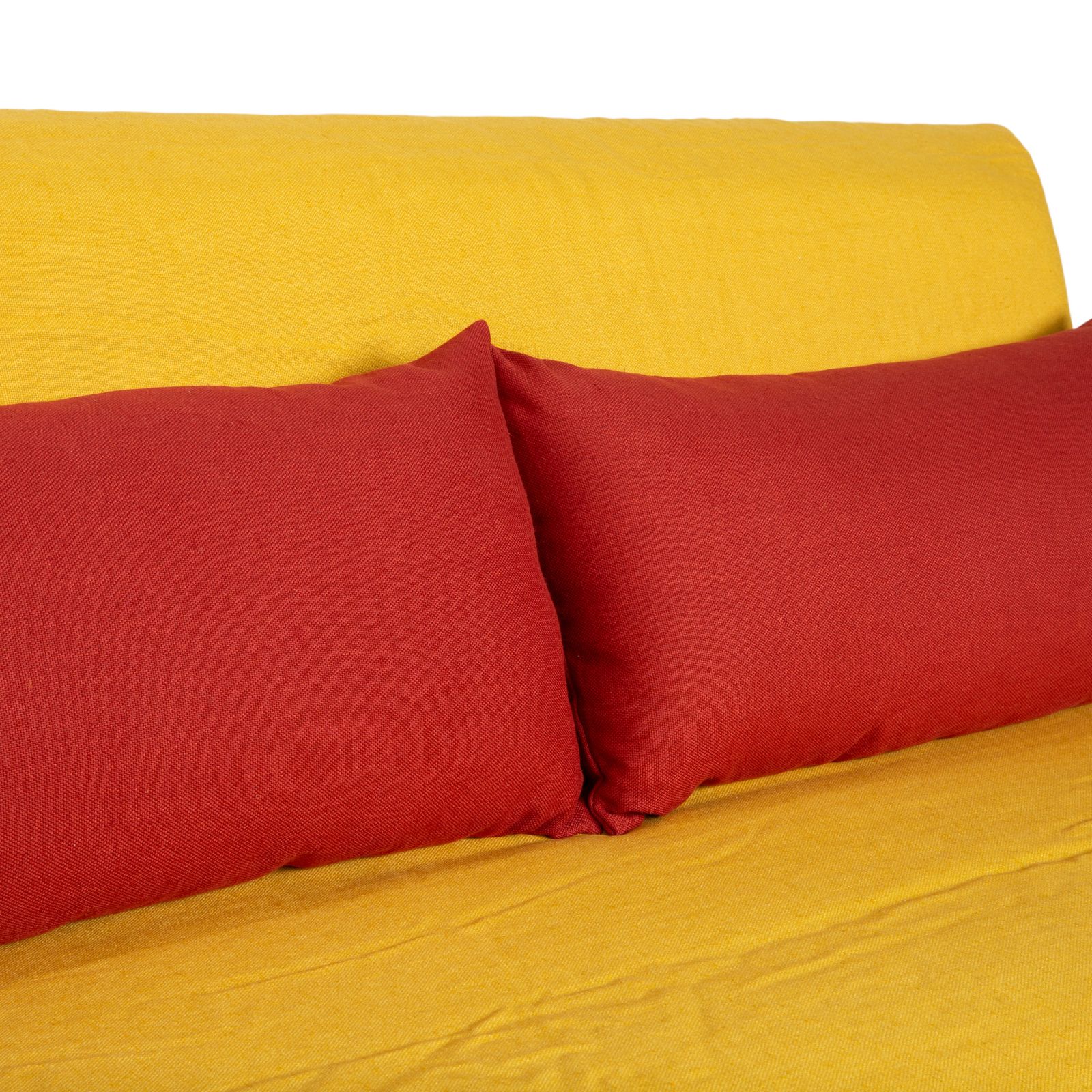 Ligne Roset Multy Fabric Three Seater Yellow Orange Manual Function Sofa Reupholstery photo vinterior