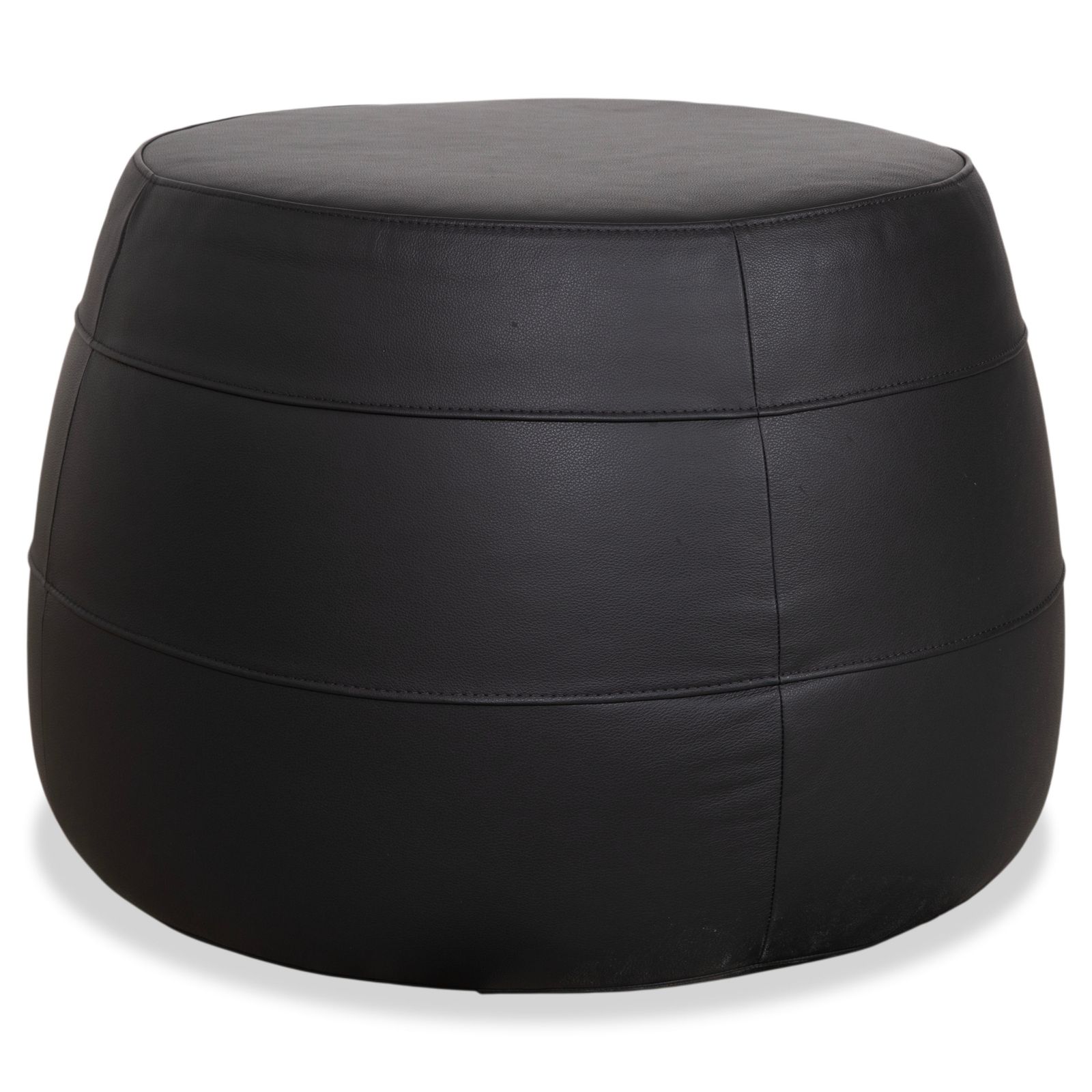 Pouf Signet Middle Bob en cuir brun-gris