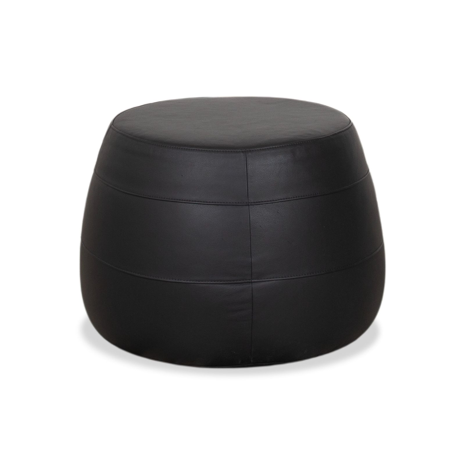 photo furniture Pouf Signet Middle Bob en cuir brun-gris