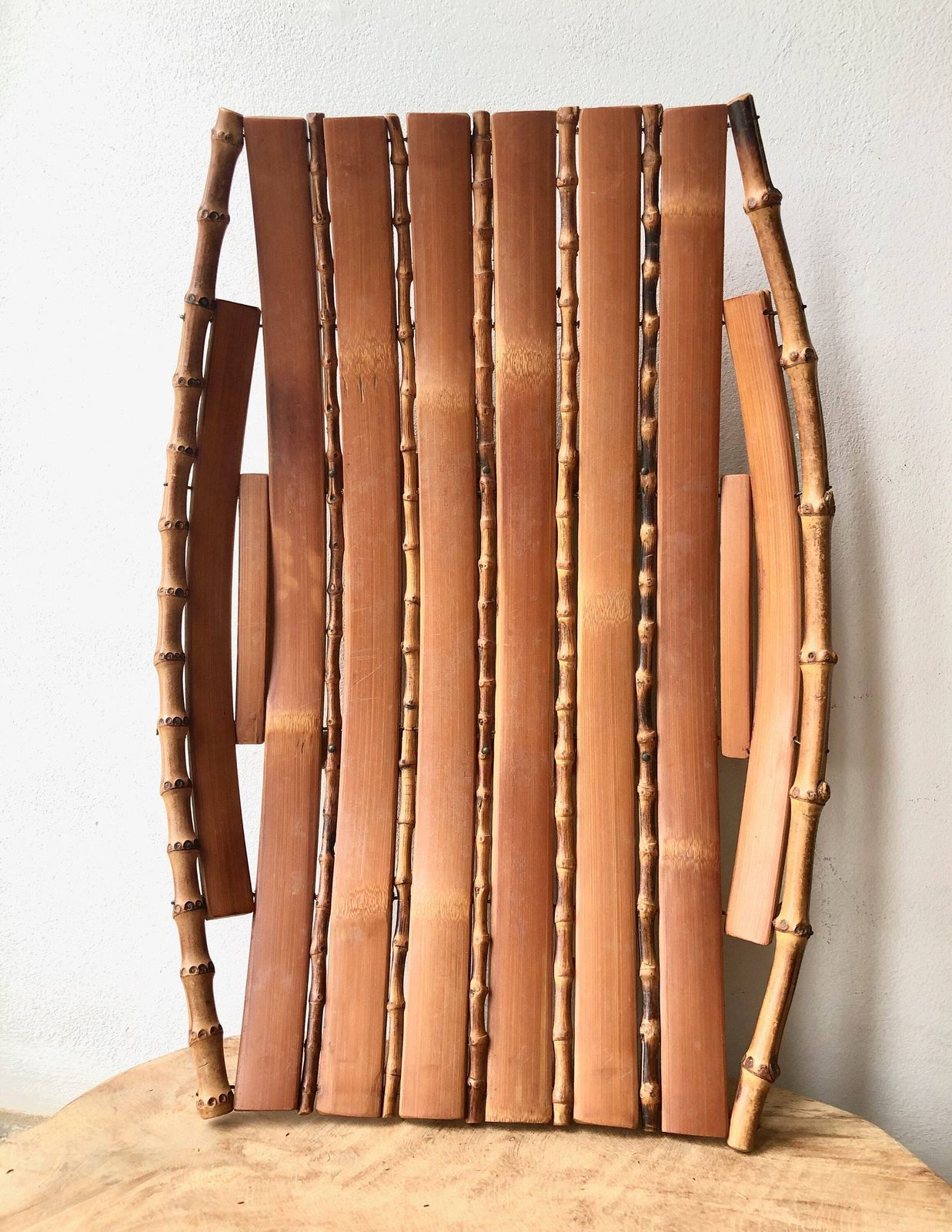 Vintage Japanese Bamboo Fruit Bowl, Bamboo Plate photo buy