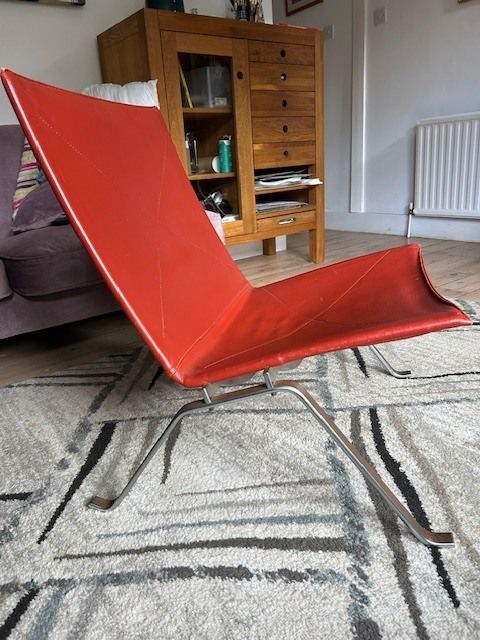 Original Poul Kjaerholm Pk22 Leather Lounge Chair For Fritz Hansen photo furniture