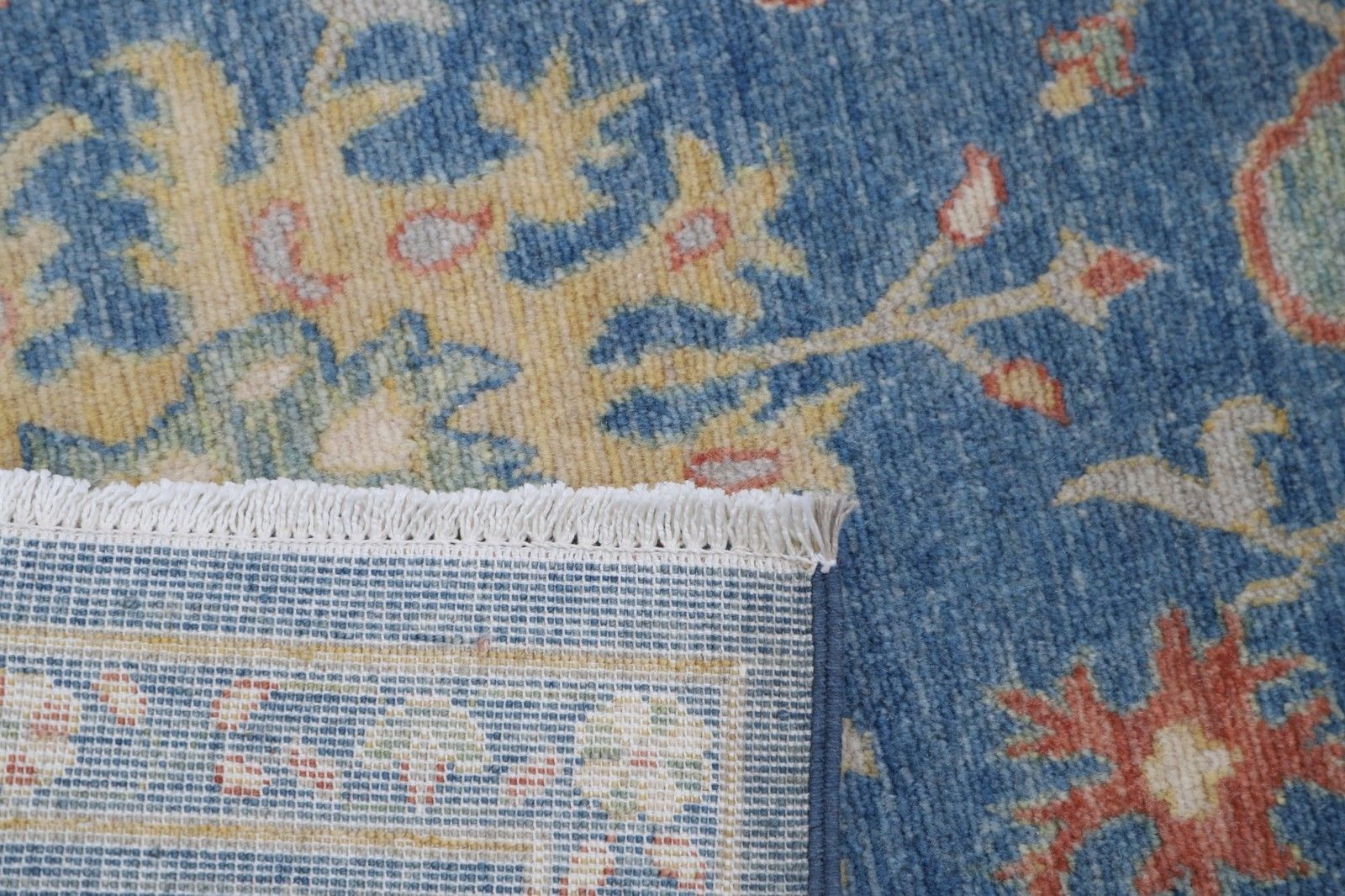 2'5"X3'11" Modern Turks Wollen Vloerkleed, Blauw Bloemmotief Oushak Accent Tapijt photo 277.0