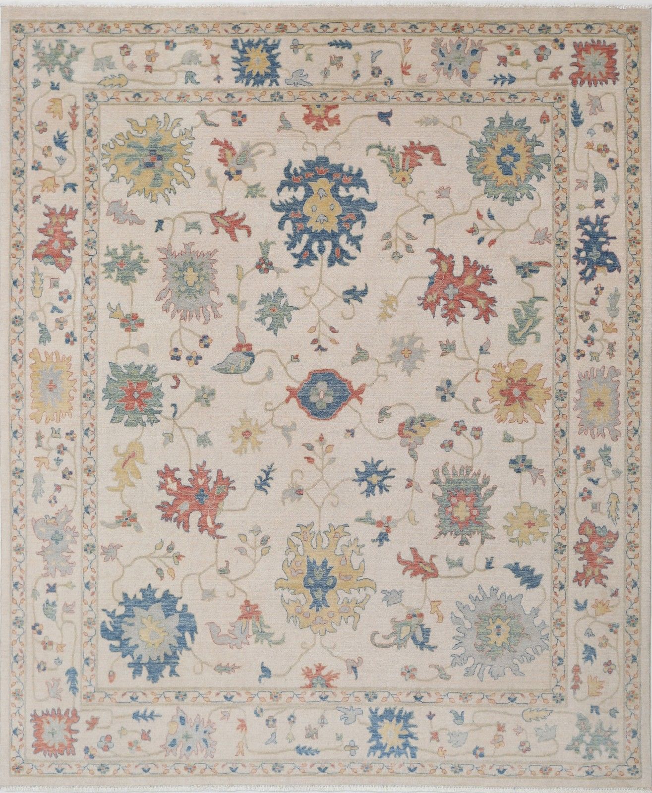 Tapis Oushak décoratif 8' x 9'9", pure laine, tapis turc moderne pour salon