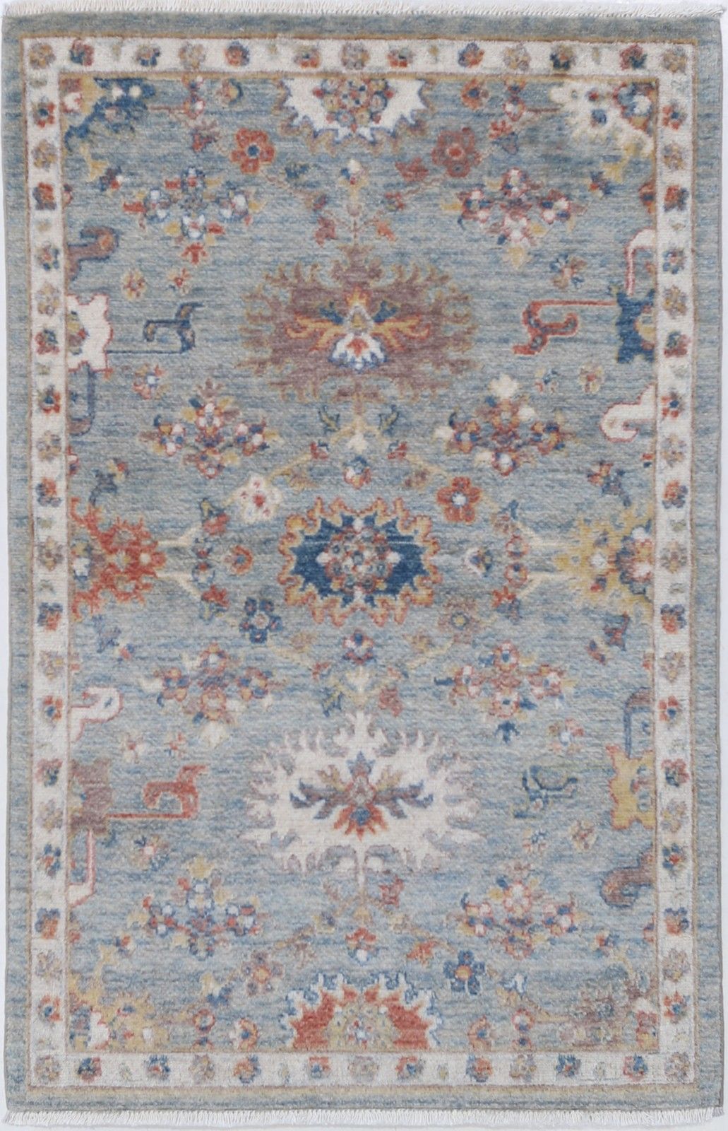2'5"X3'11" Contemporary Turkish Rug, 100% Wool, Floral Oushak Accent Rug