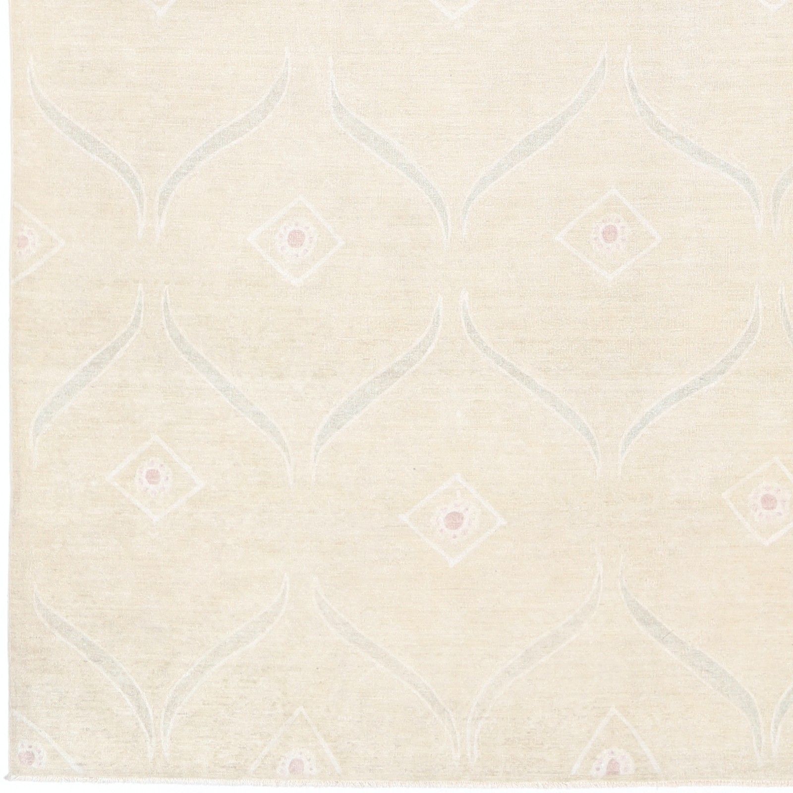10x13.5 Ft Handknotted Geometric Turkish Rug, Decorative Beige Wool Carpet photo 7816.0
