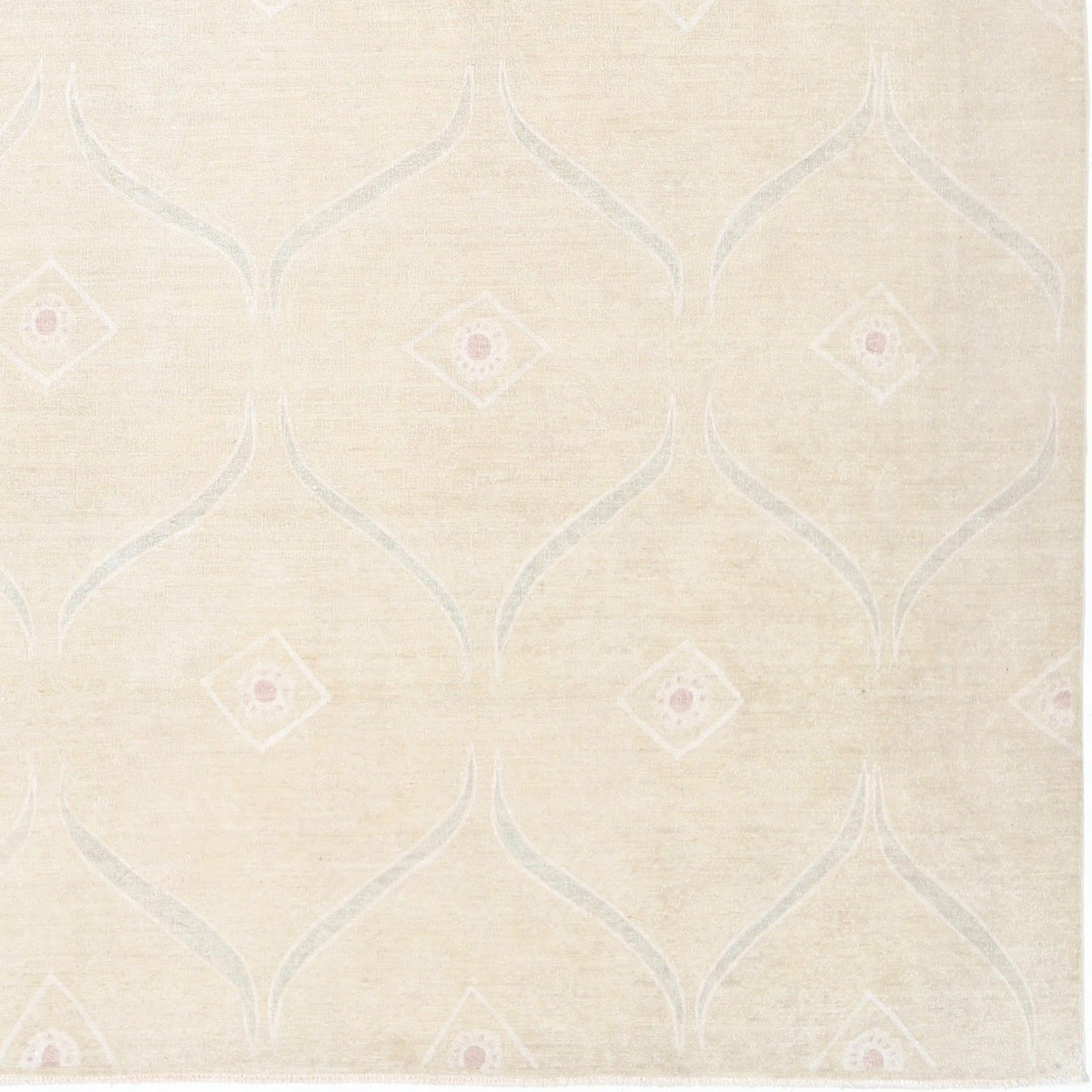 10x13.5 Ft Handknotted Geometric Turkish Rug, Decorative Beige Wool Carpet photo vinterior