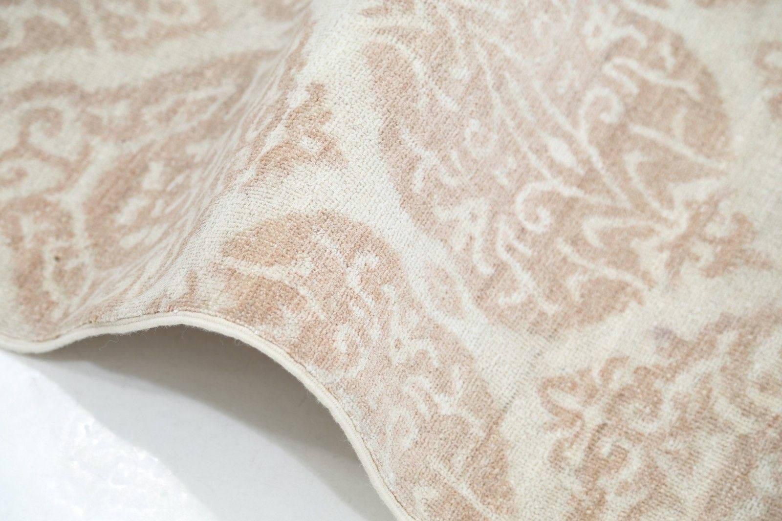 Tapis à nœuds mains 268 x 343 cm, beige, motif treillis ornemental photo Textiles