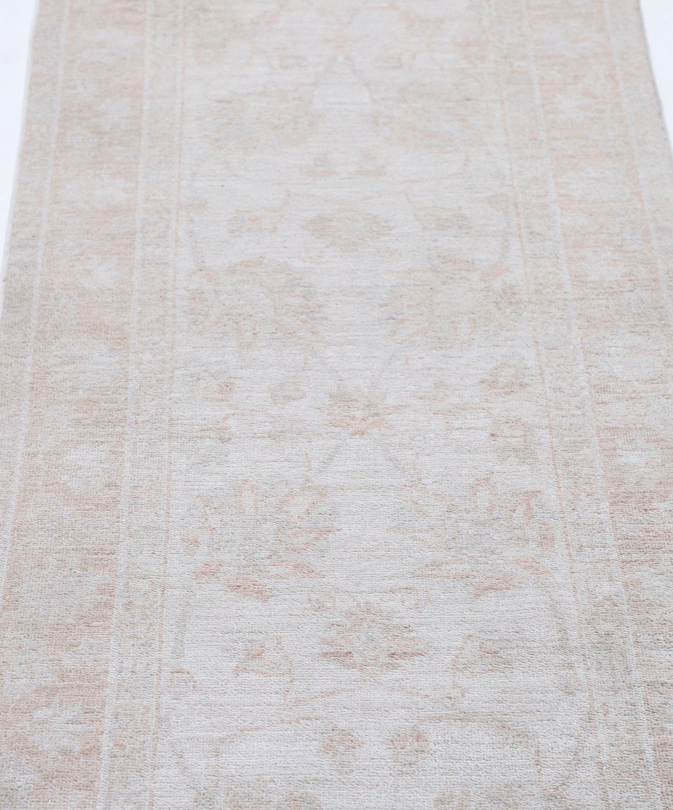 2.5x10.7 Ft Handknotted Hallway Runner Rug. Beige Corridor Rug. Wool Kitchen Rug photo for sale