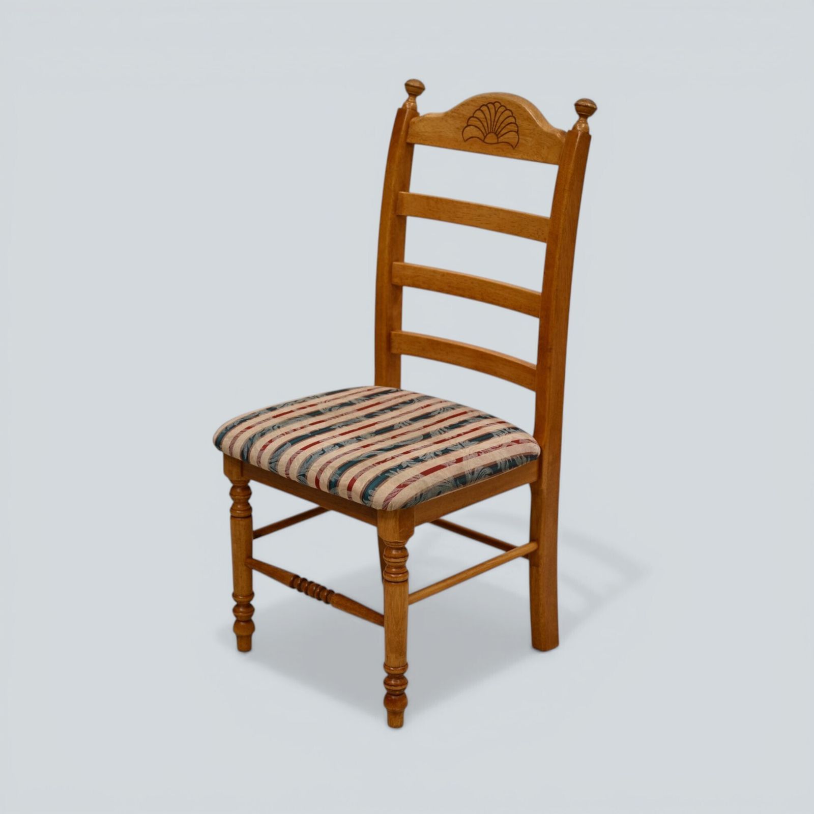 Set Of 6 Dining Chairs Ladder Back Country Beech Padded Seats Free Uk Delivery* photo Furniture