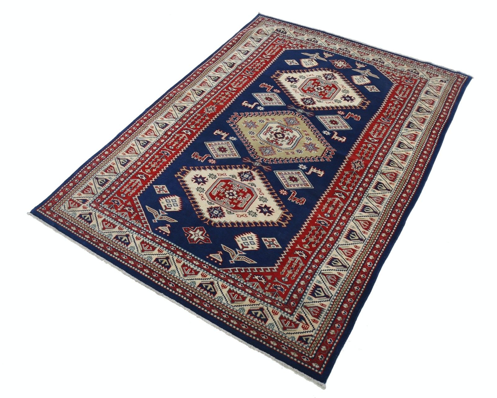 4,4x6 Ft Authentiek Handgeknoopt Turks Vloerkleed. Wollen Vloerbedekking photo for sale