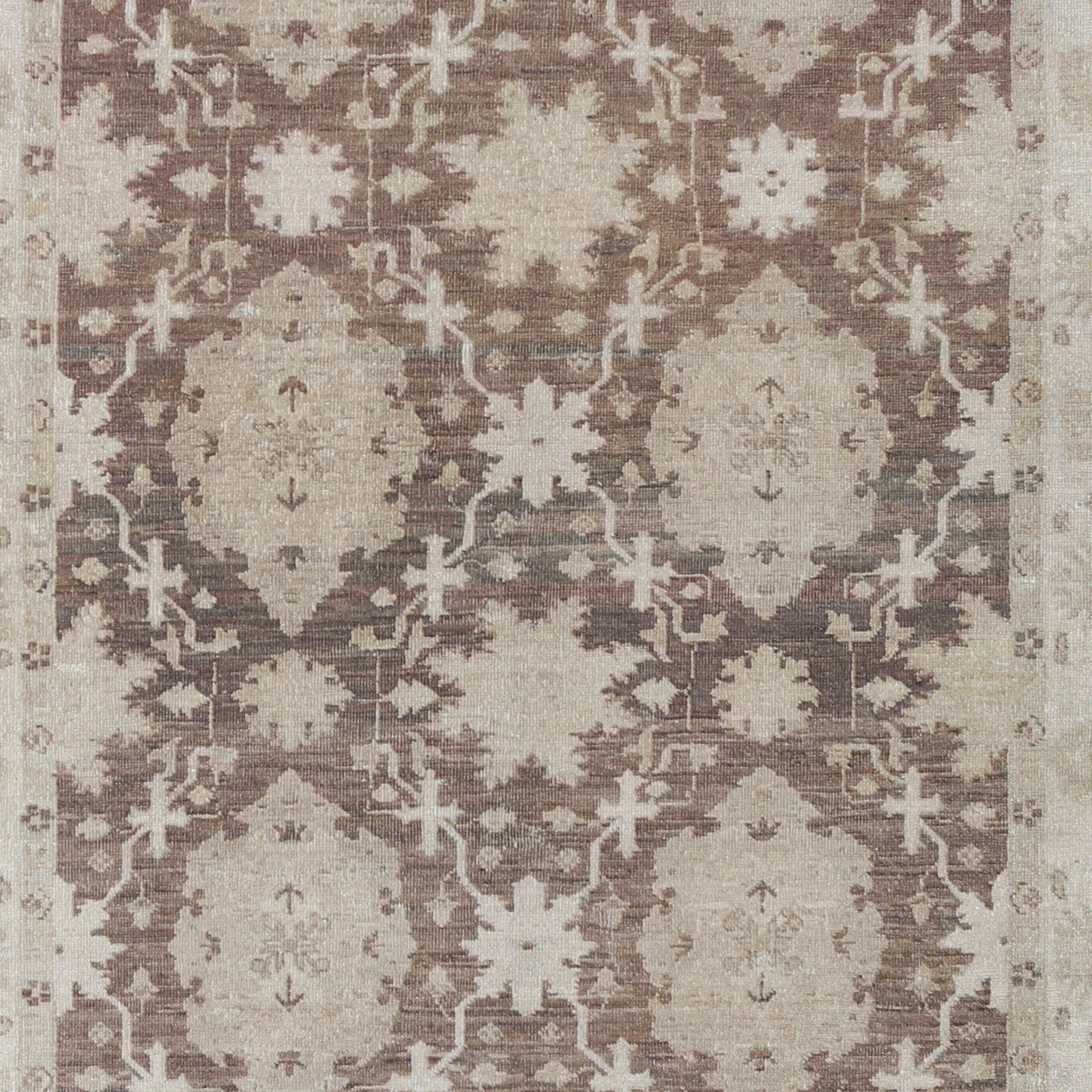 Tapis d'appoint noué à la main, marron et ivoire, 117 x 171 cm - motif floral traditionnel photo buy