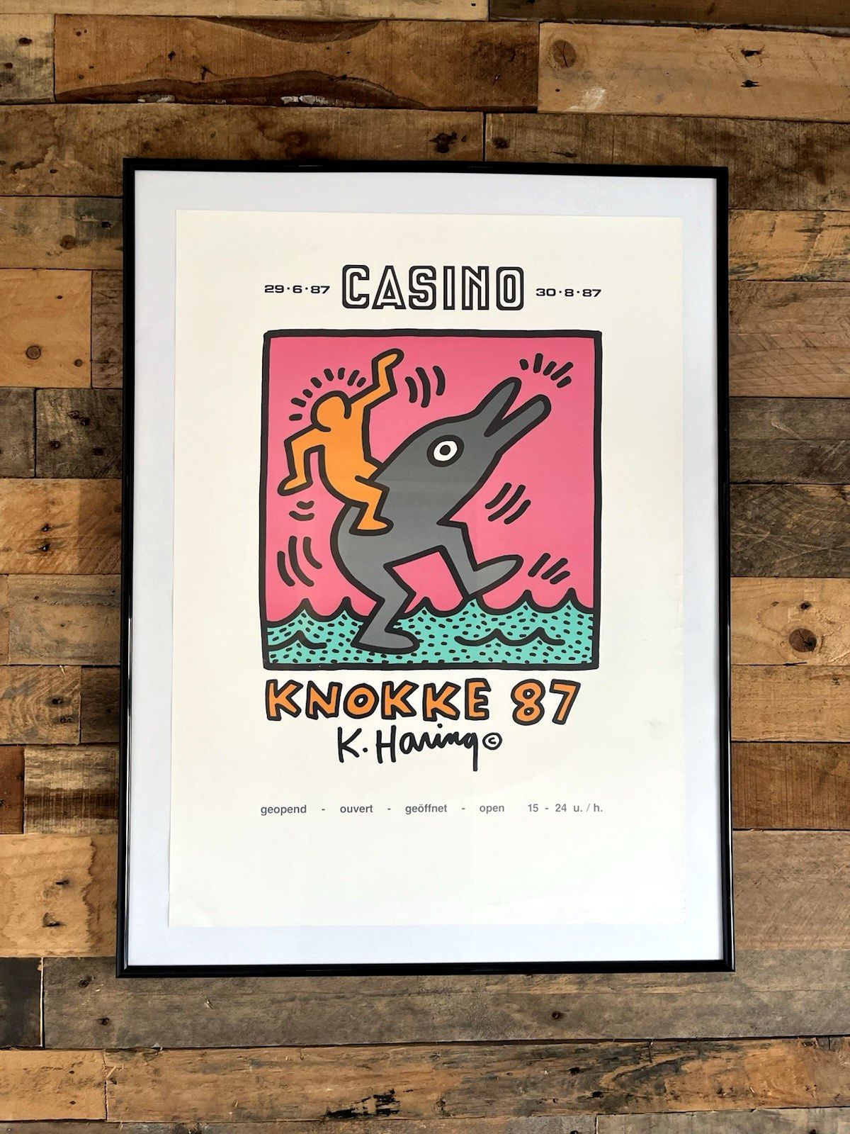 Rare Original Vintage Keith Harring Knocke 87 Casino Exhibition Pop Art Poster