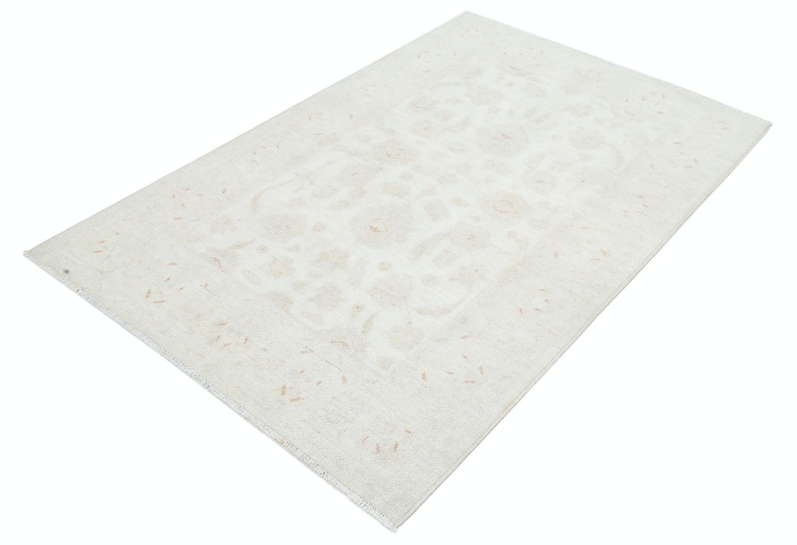 4x6 Ft Handgeknoopt Beige Turks Oushak Wollen Vloerkleed Met Allover Bloemmotief photo for sale
